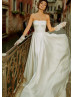 Strapless Beaded Ivory Satin Corset Back Classic Wedding Dress